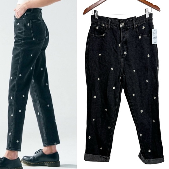 PacSun Black Daisy High Waisted Straight Leg Jeans 26 - Picture 1 of 11